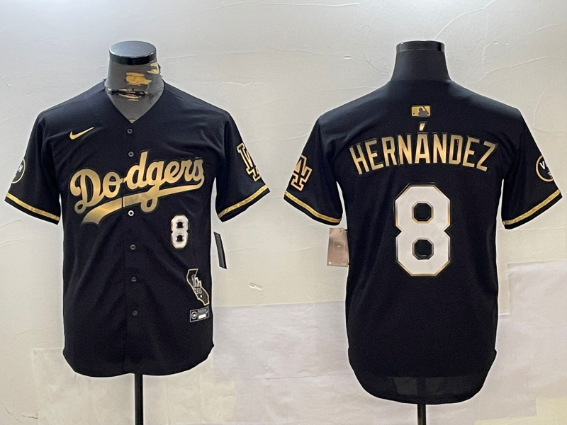 Men's Los Angeles Dodgers Enrique Hernandez #8 Black Jersey